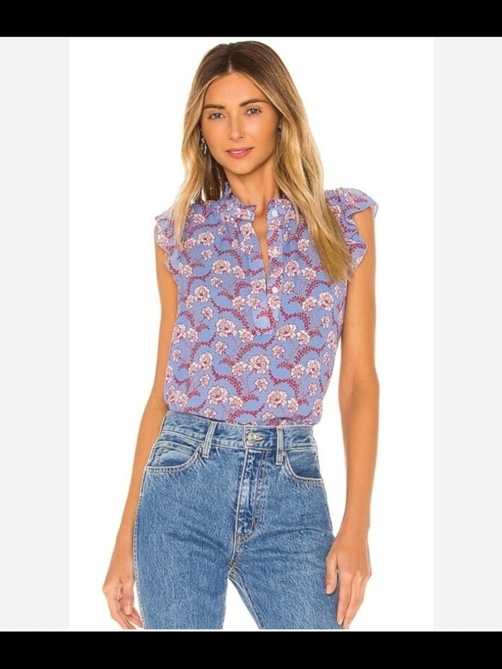 A.L.C. Foley Flutter Sleeve Cotton / Silk Blouse
